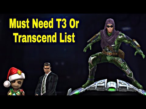 T2 Characters Must Need T3 Or Transcend? Special List With Tips 2022 - Marvel Future Fight