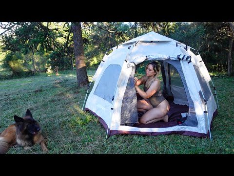 Camping girl ASMR - Camping and relaxing by the river