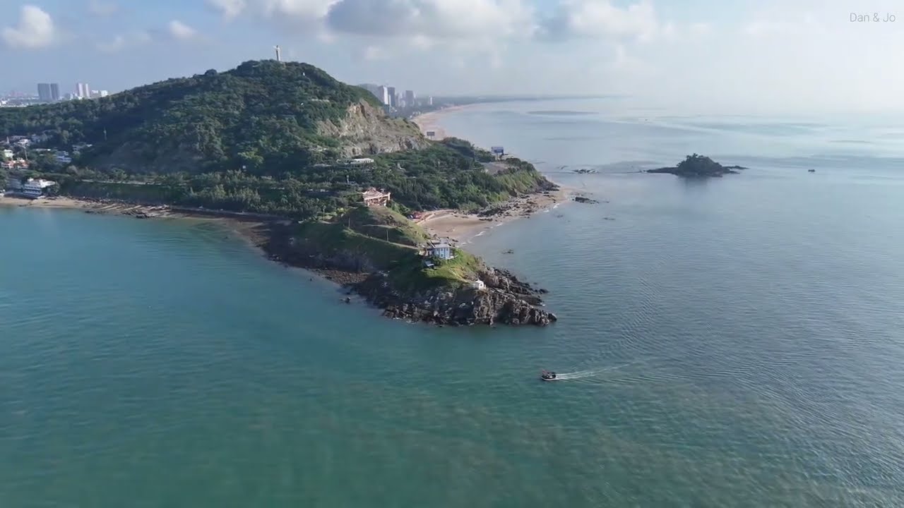Experience the aerial panorama of Nghinh Phong Cape.