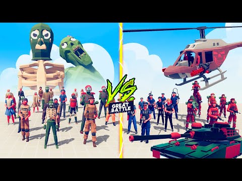 MODERN POLICE & MILITARY TEAM vs ZOMBIE TEAM - Totally Accurate Battle Simulator TABS