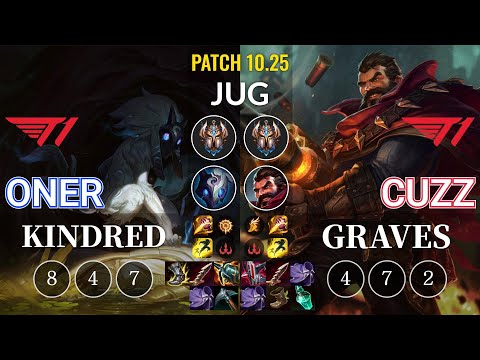 T1 Oner Kindred vs T1 Cuzz Graves Jungle - KR Patch 10.25