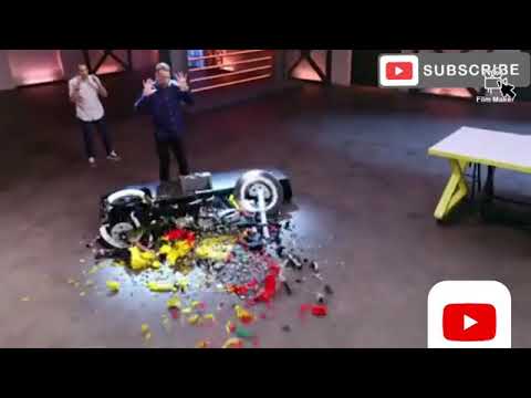 Cringeworthy moment Hamish Blake destroys a $25,000 LEGO motorbike