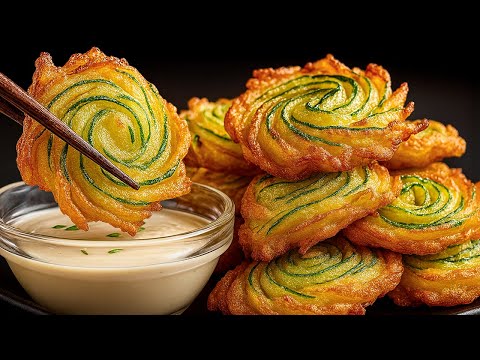 Spiral Zucchini and Potato Rösti with Greek Yogurt Cucumber Sauce and Pan‑Fried Meatballs