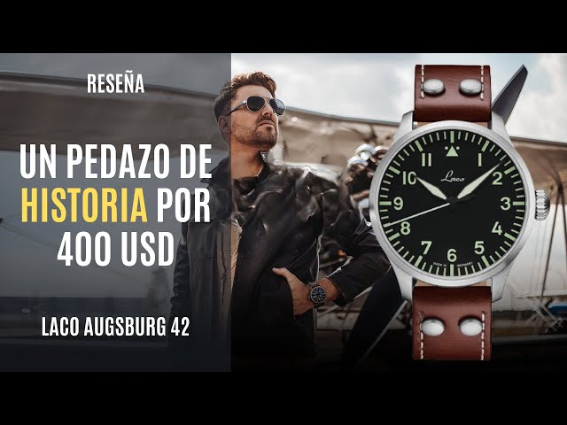 Vídeo relacionado con Laco Reloj de aviador automático, carcasa de acero inoxidable, cristal de zafiro, 5 bar, fabricado en Alemania, Base Augsburgo - Correa plateada de acero inoxidable, esfera negra, Herren, Pulsera