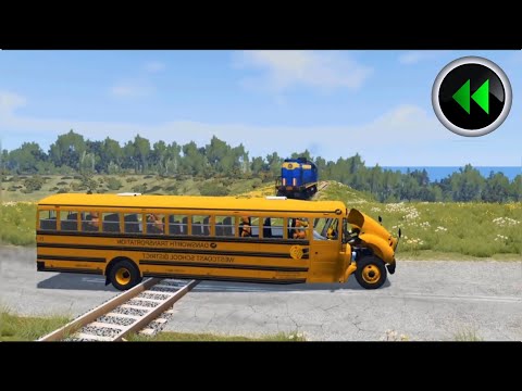 Reverse Cars vs Double Rails - Truck Rescue Bus Cars #3 - BeamNG Drive