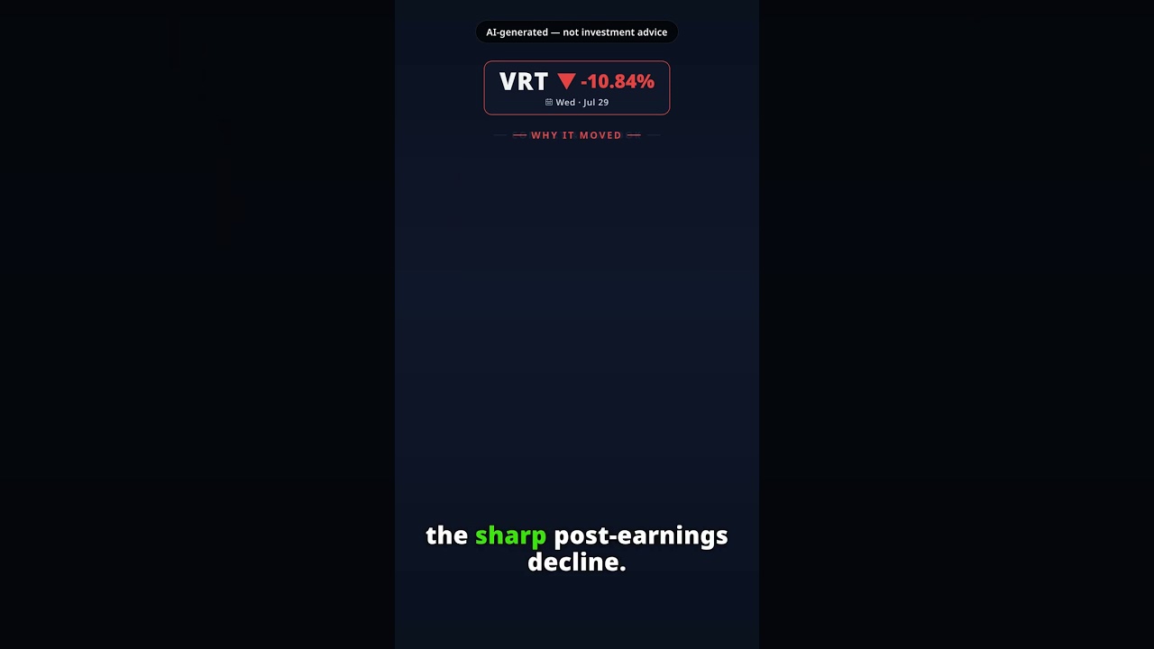 Por que a ação da Vertiv despenca hoje? VRT -10.84% (29 jul)