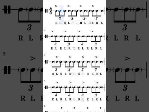 Sight read drum: Easy 30 Second 8th note Triplet Warmup. #musictheory #rhythm #teoriamusical #drums