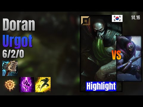 Doran Top Urgot vs Jax lol KR solo rank Highlight 14.16