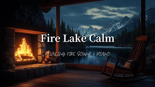 Warm Cabin by the Lake | Relaxing Rain & Soft Piano with Mountain View