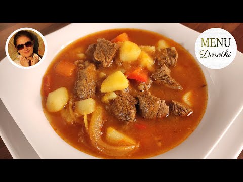 A delicious goulash soup. Aromatic with tender beef and colorful vegetables. Recipe from Dorotka'...