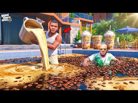 Franklin & Chithapu Make a Swimming Pool Into Cold Coffee Pool in GTA 5
