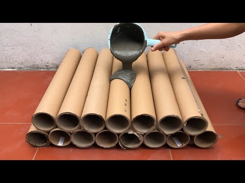 AMAZING ! How To Make Tables And Flower Pots From Cardboard -Tube And Wood To Decorate Your House.