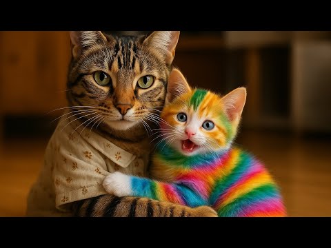 Rainbow Kitten Super Naughty Making Her Mom Crazy! 😹🌈 | Funny & Adorable Cat Moments