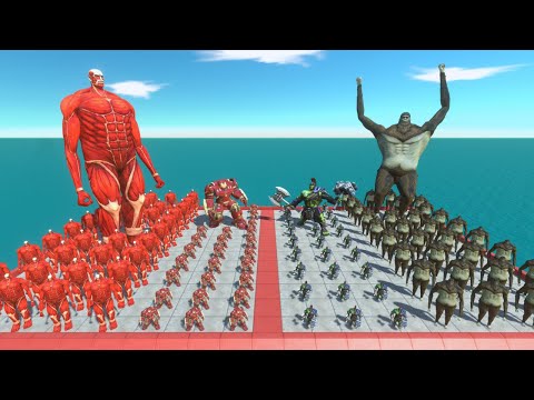Colossal Titan + HulkBuster VS Beast Titan + Hulk Warrior - Animal Revolt Battle Simulator