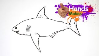 Easy How To Draw A Cartoon Great White Shark For Kids