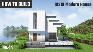 マイクラ建築：簡単に作れるおしゃれなモダンハウスの作り方。池付き。10x10ブロック。No.44【Minecraft】