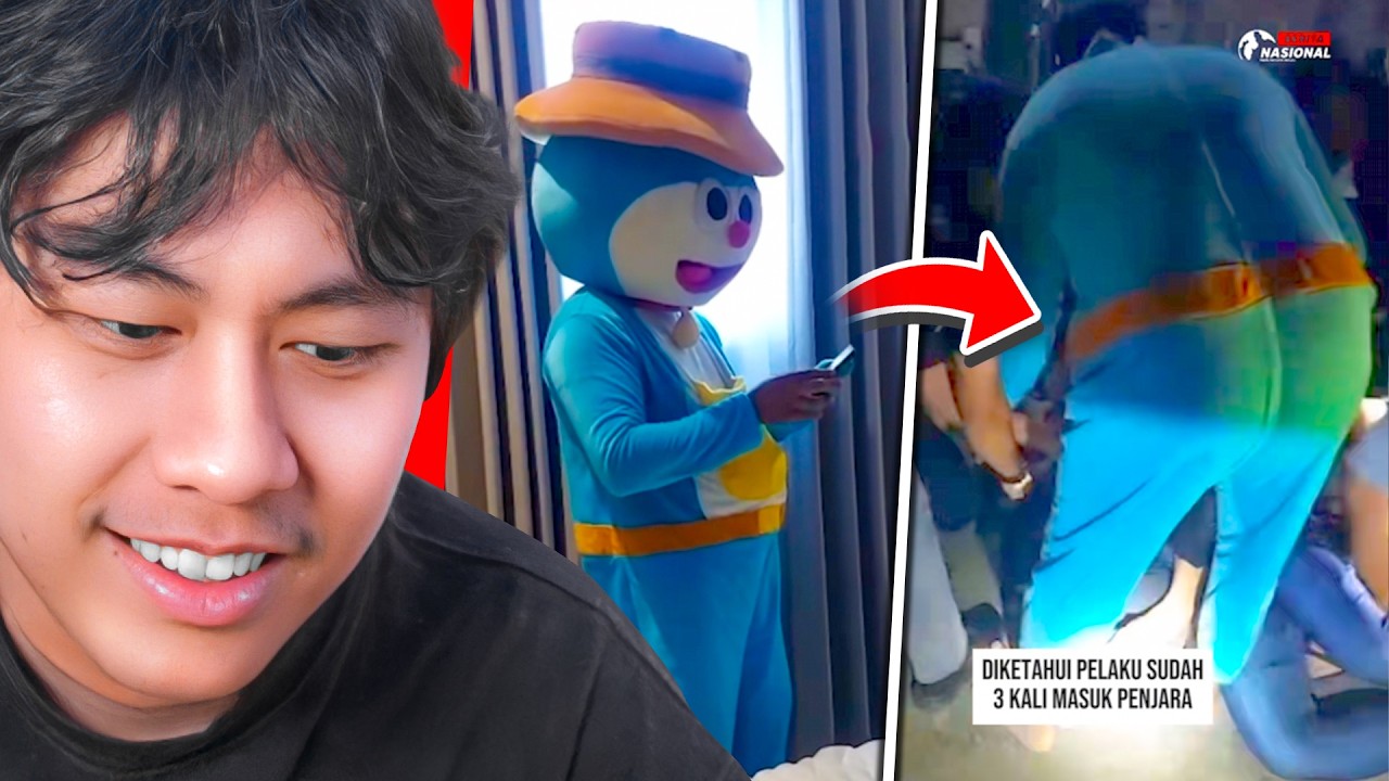 nyamar jadi badut doraemon buat tangkap pencuri bjir.. 😹 - REACT MEME KOCAK