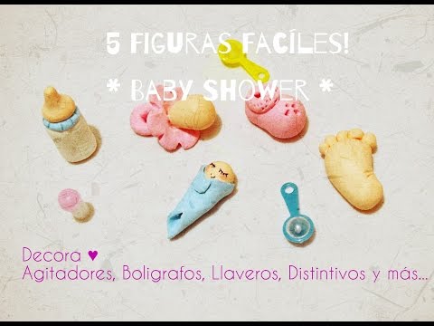 5 Figuras Faciles para Decoracion en Baby shower Principiantes / Cold porcelain baby