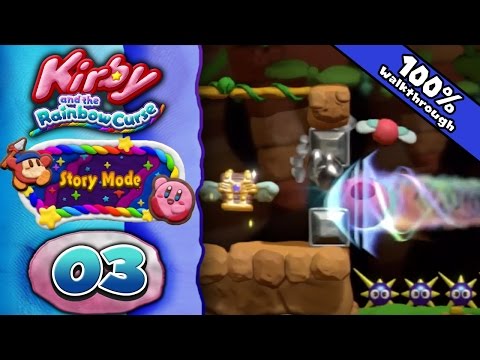 Kirby and the Rainbow Curse - Part 3: World 1-3 | Great Cave Escape! 100% Walkthrough