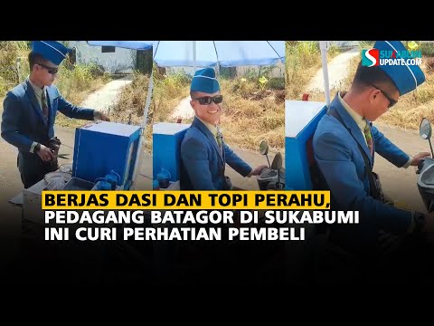 Berjas Dasi dan Topi Perahu, Pedagang Batagor di Sukabumi Ini Curi Perhatian Pembeli