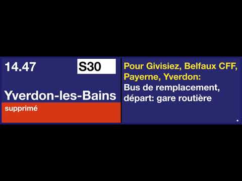 annonce CFF / SBB Ansage - Suppression/Ausfall - S30 pour/nach Yverdon-les-Bains