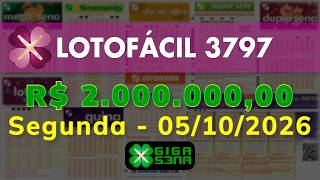Resultado da Lotofácil 3797, Segunda-feira, 05/10/2026