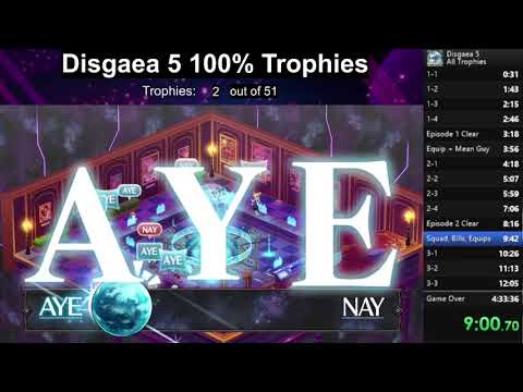 Disgaea 5 - 100% Trophies Speedrun in Under 4.5 Hours (4:15:57)