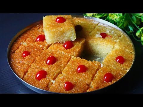 Famous Middle Eastern Dessert Basbousa Recipe Making At Home | Basbousa Arabic Sweets Recipe