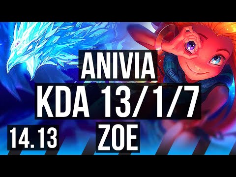 ANIVIA vs ZOE (MID) | 13/1/7, Legendary, Rank 10 Anivia | EUNE Master | 14.13