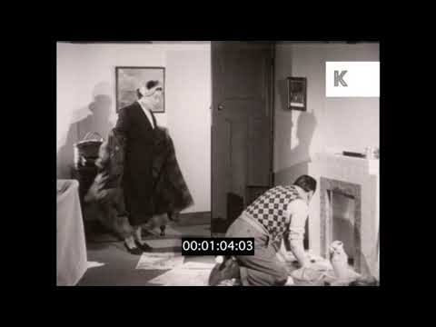 1930s UK, Couple at Home, Man Doing DIY, 16mm