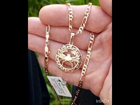 Подарок парню девушке "Знак зодиака Рак в оправе 12 знаков в золоте" колье ювелирный сплав в бархатном футляре - фото 3 - id-p1875427778