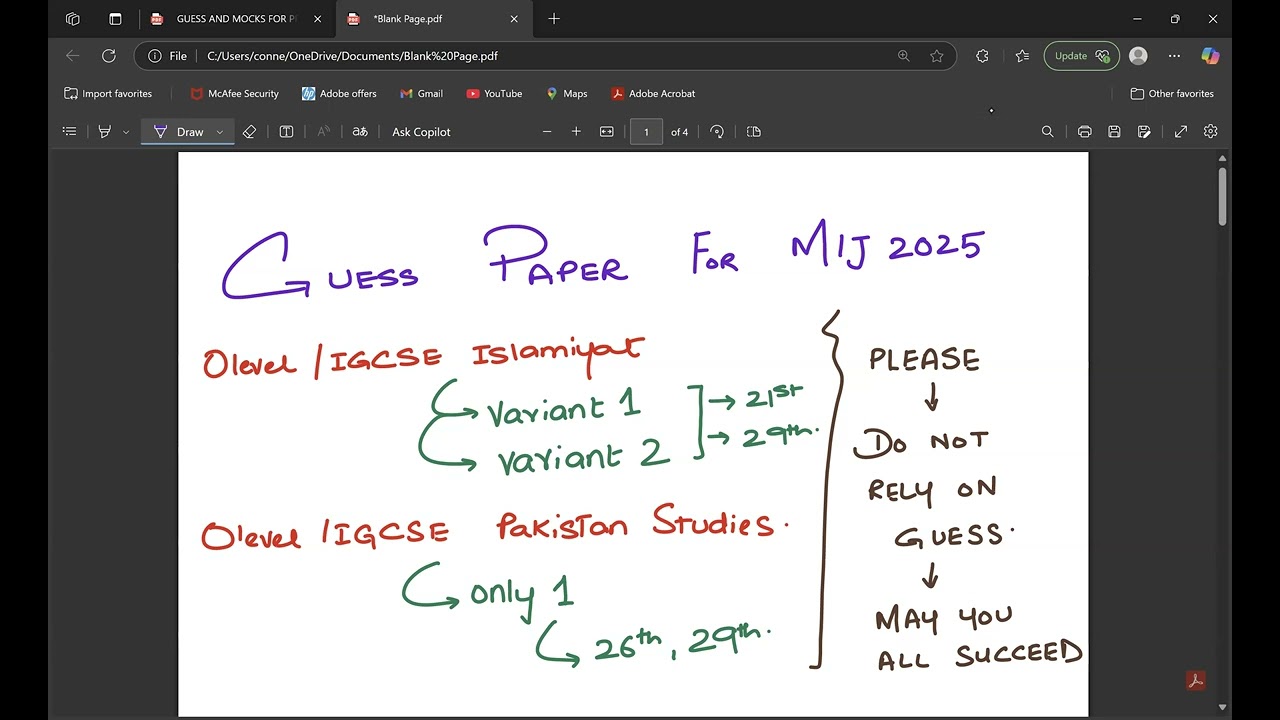 Guess Paper 2025? Best of Luck!