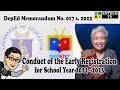 DEPED MEMO #017 s 2022 “Conduct of the Early Registration for School Year 2022 - 2023"