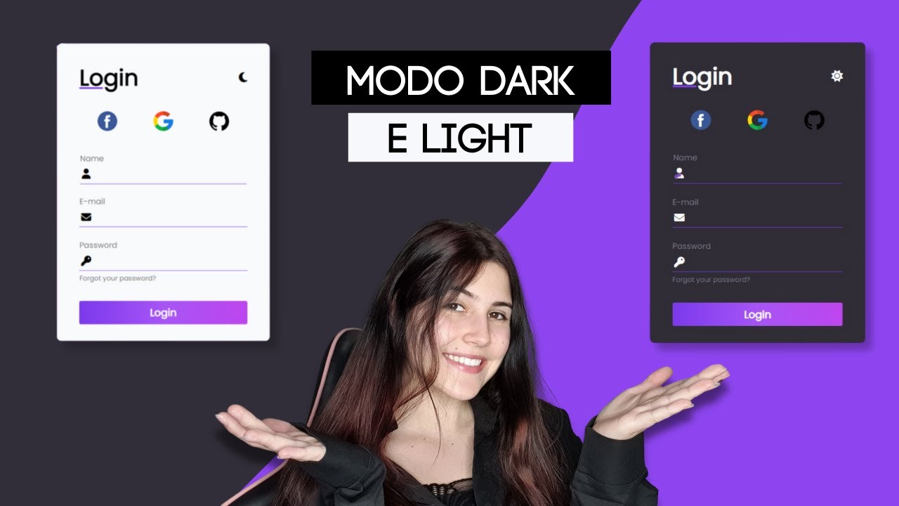 Formulário com Modo DARK e LIGHT | HTML, CSS (com FLEXBOX) e JS | #1
