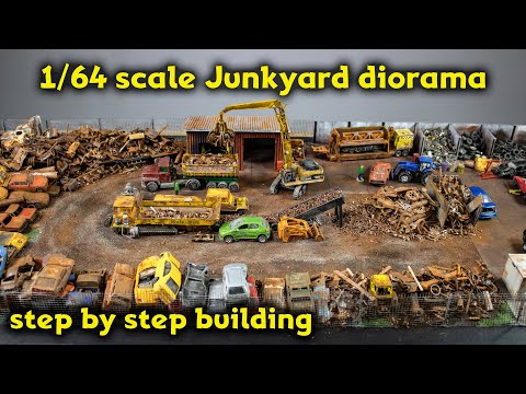 Building large Junkyard diorama, 1/64 scale, entire process