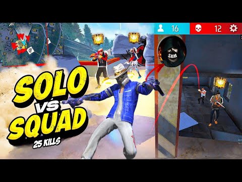 Free Fire India Br Ranked || Solo Vs Squad 25 Kills..?