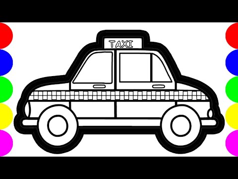 How to Draw a Taxi Cab, Drawing Toys Pictures Easy For Kids | Glitter Jolly Toy Art