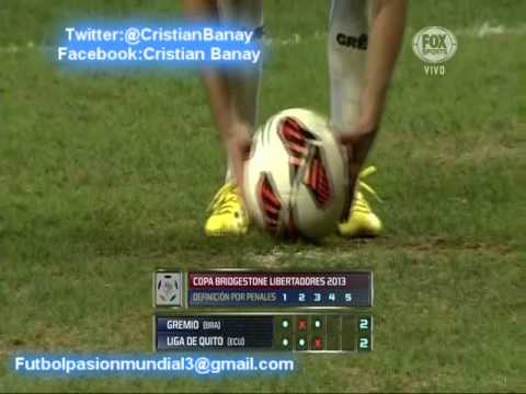 Gremio 1 Liga de Quito 0 (5-4)  Copa Libertadore 2013 Golazo de  Elano y penales (30/1/2013)