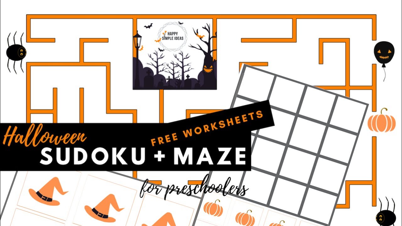 DIY - Halloween Maze Puzzle and Sudoku - Free Printable Worksheets
