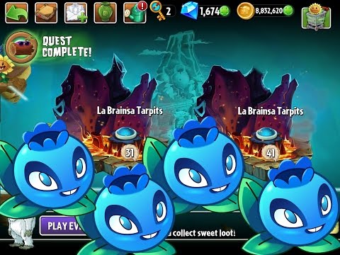 Plants vs Zombies 2 La Brainsa Tarpits Epic Hack Level 32-40 The Electric Blueberry Madness!
