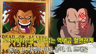 [원피스 분석] 로저 에이스를 뛰어넘는 역대급 혈연관계 록스 D 지벡의 아들 몽키 D 드래곤