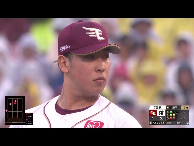 【7回表】3者凡退!! イーグルス・藤平尚真 2つの三振を奪うなどこの回無失点に抑える好リリーフを見せる!! 2025年6月14日 東北楽天ゴールデンイーグルス 対 阪神タイガース