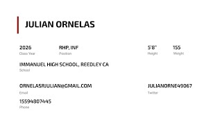 Julian Ornelas (2026, RHP, INF)