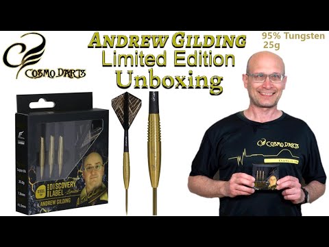 Cosmo Darts Discovery Label ANDREW GILDING GOLD LIMITED EDITION Unboxing in 4K