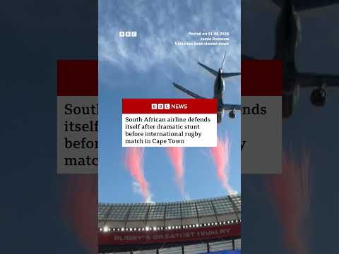 South African airline defends low-altitude aerial stunt over packed stadium. #BBCNews