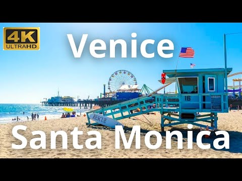 Venice Beach to Santa Monica Beach 4K Walking Tour, Los Angeles, September 2023. Travel Guide USA.