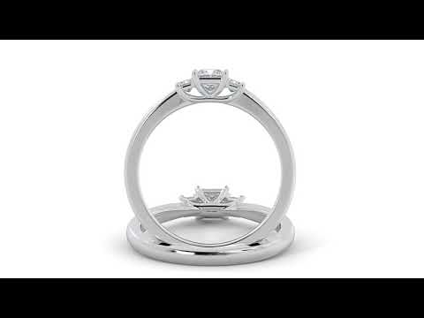 18K White Gold Engagement Ring 0.25 Carat Princess Natural Diamond
