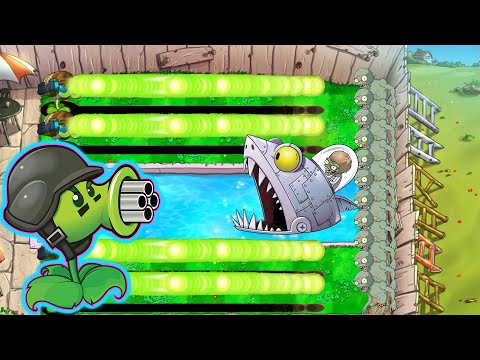 ALL IN 100% Gatling Pea VS Zombot Sharktronic Sub in Survival: Pool | Plants vs Zombies Crumbs mode