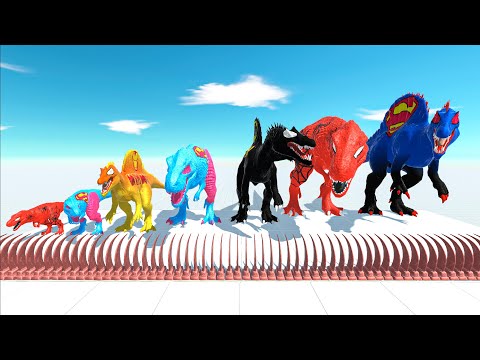 (JWE 2 Mod) Little Big T-Rex & Spinosaurus vs Little Big Spikes - Animal Revolt Battle Simulator