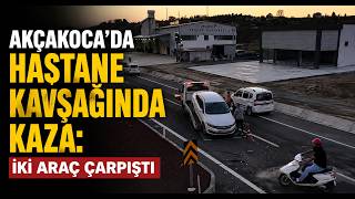  Akçakoca’da Hastane Kavşağında Kaza İki Araç Çarpıştı